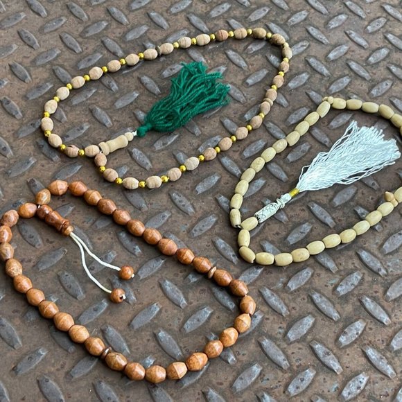 Tasbeeh Lot of 3 Prayer Beads Muslim Tasbeh Real Wood Handmade Beads - Picture 3 of 9